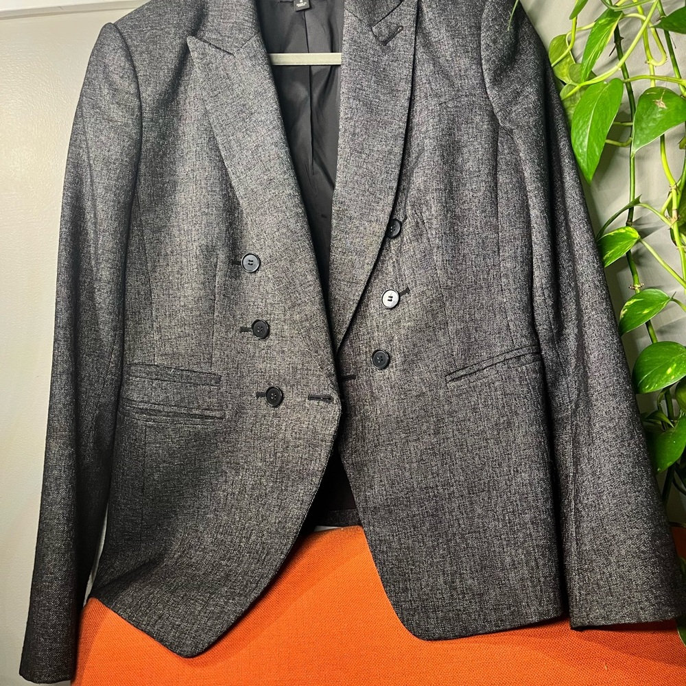 Ann Taylor Charcoal Double-Breasted Blazer